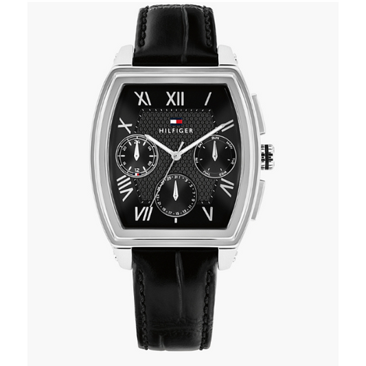 TOMMY HILFIGER OXFORD BLACK CHRONO GENTS BLACK LEATHER WATCH