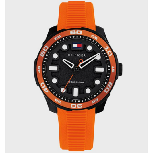 TOMMY HILFIGER ORANGE SILICONE WATCH
