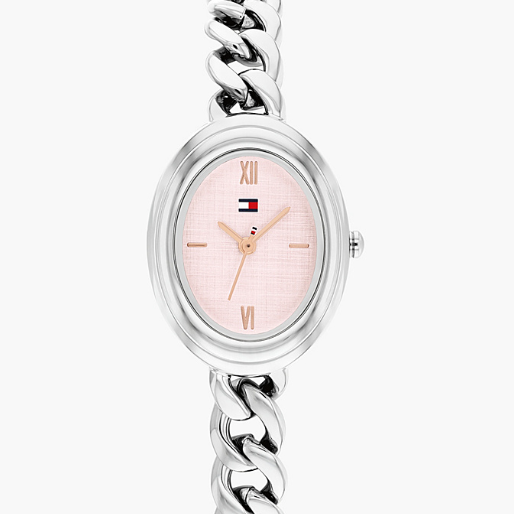 TOMMY HILFIGER PINK OVAL DIAL LADIES STAINLESS STEEL WATCH