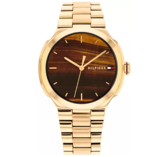 TOMMY HILFIGER BROWN DIAL LADIES GOLD STAINLESS STEEL WATCH