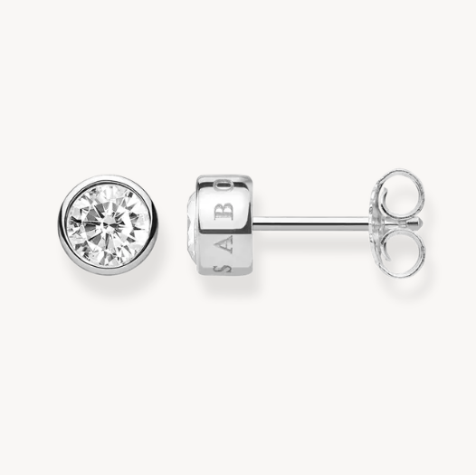 THOMAS SABO STERLING SILVER CZ RUBOVER STUD EARRINGS