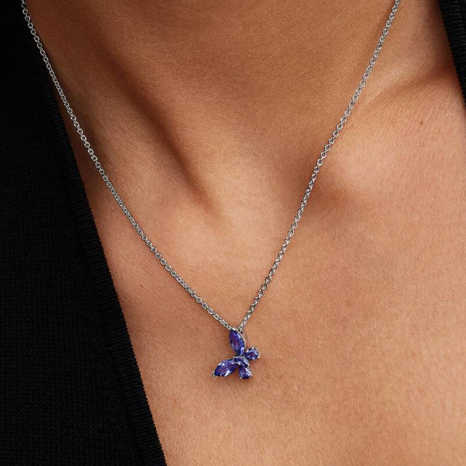 Pandora Blue Butterfly Pendant Necklace