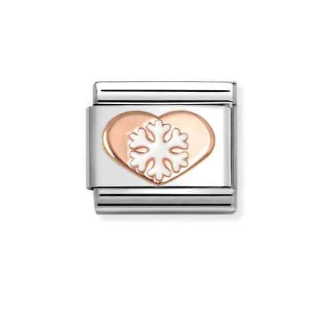 Rosegold Snowflake in Heart Nomination Charm