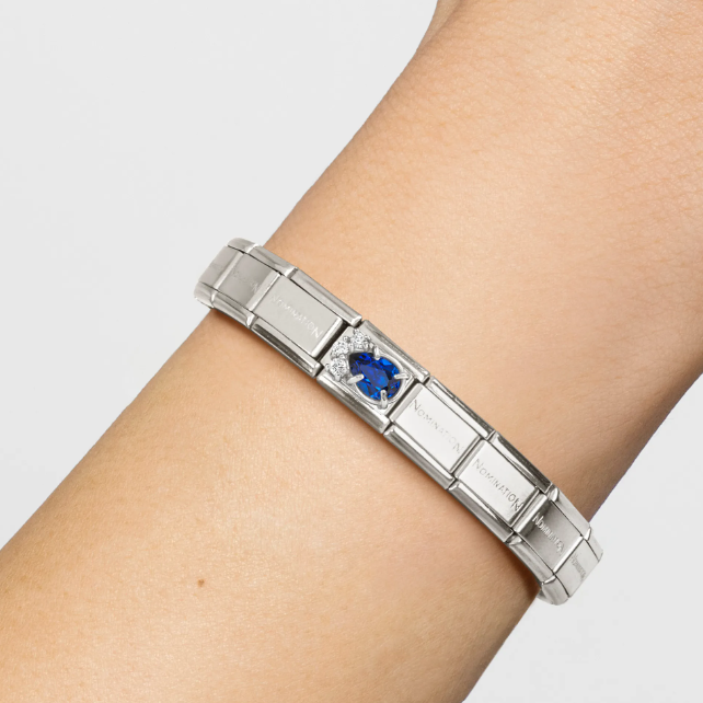 Classic Silver & Blue Zirconia Teardrop Nomination Charm