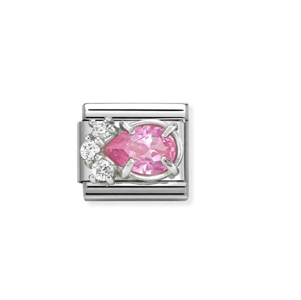 Pink & White CZ Drop Nomination Charm