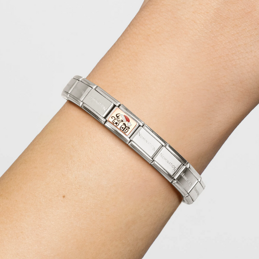 Rosegold Puppy with Santa Hat and Gift Nomination Charm