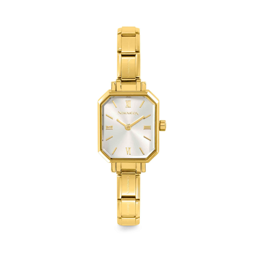 Time Paris yellow PVD watch, Sunray Silver dial Nomination Watch