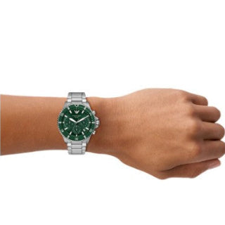 EMPORIO ARMANI SOLAR GREEN CHRONO DIAL GENTS STAINLESS STEEL WATCH