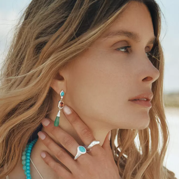 Silver Earrings with Multicolored Stones Elyndra