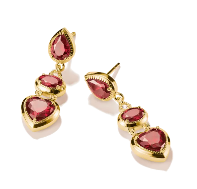 18ct Gold on Silver Earrings with Red Stones Elyndra