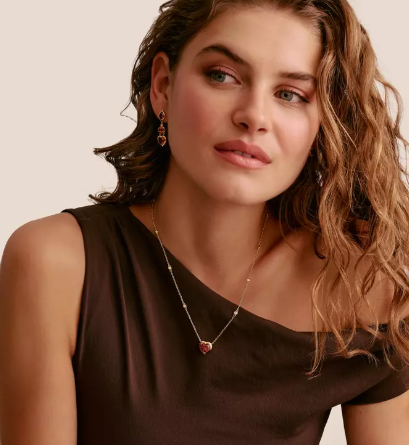 18ct Gold on Silver Earrings with Red Stones Elyndra