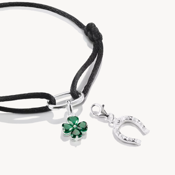 Green Four Leaf Clover Connect Charm
