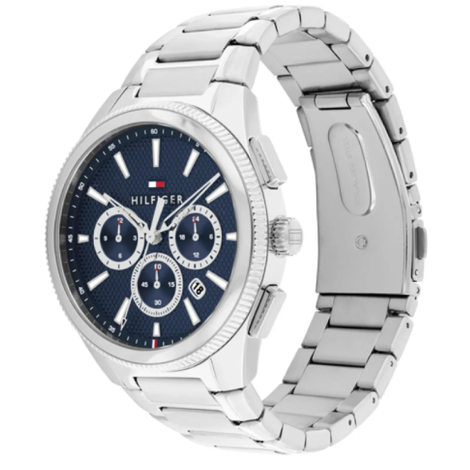TOMMY HILFIGER NAVY CHRONO DIAL GENTS STAINLESS STEEL WATCH