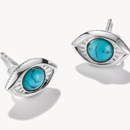 Silver Turquoise Eye Stud Earrings Elyndra