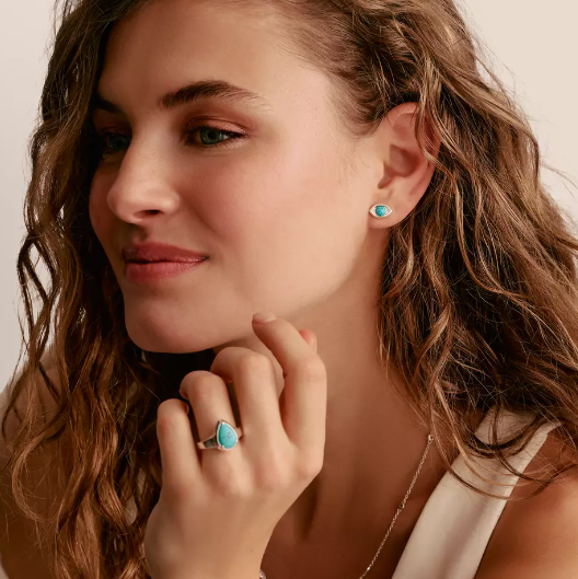 Silver Turquoise Eye Stud Earrings Elyndra