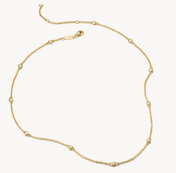 18ct Gold on Silver Necklace with White Zirconia Stones