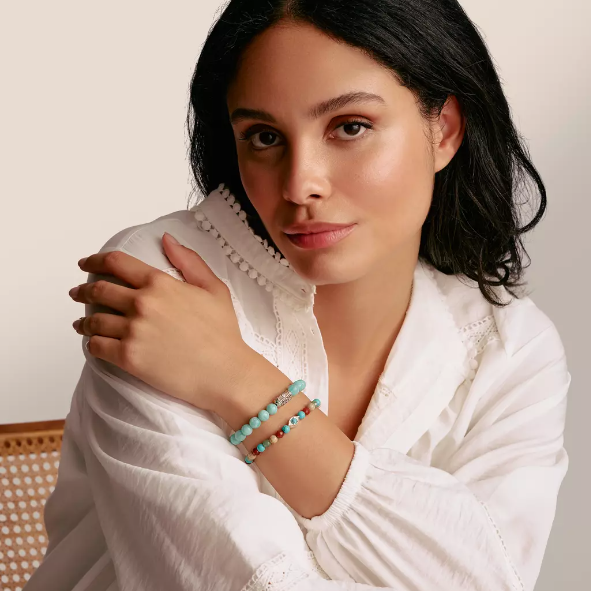 Silver Amazonite Bead Bracelet