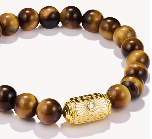18ct Gold on Silver Tiger's Eye Beaded Bracelet