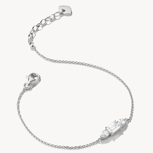 Silver Bracelet with Sparkling Zirconia Stones Bold Elegance