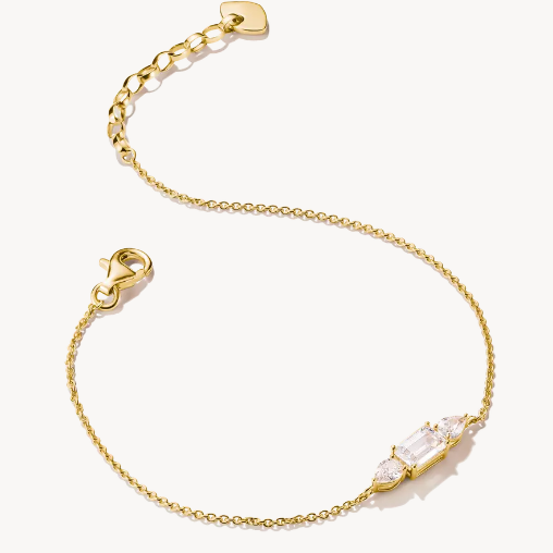 18ct Gold on Silver Bracelet with Sparkling Zirconia Stones Bold Elegance