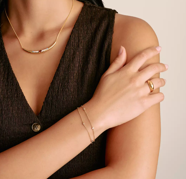 18ct Gold on Silver CZ Double-Row Bracelet