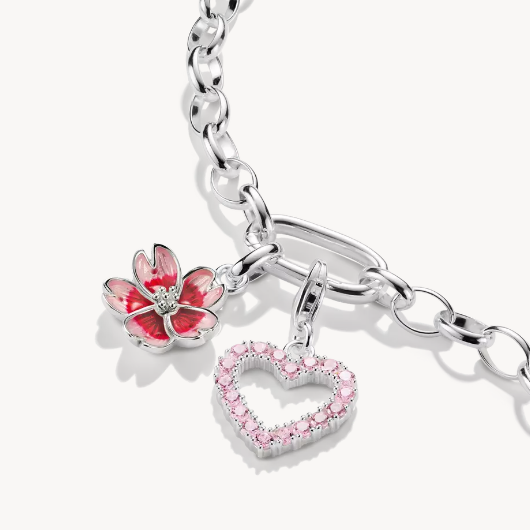 Pink CZ Open Heart Charm