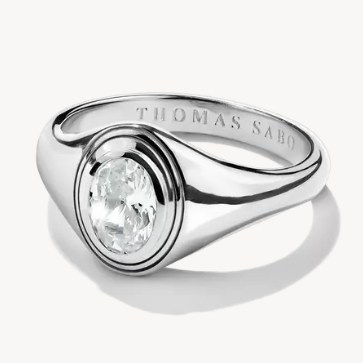 Silver Ring with Oval White Zirconia Stone Bold Elegance