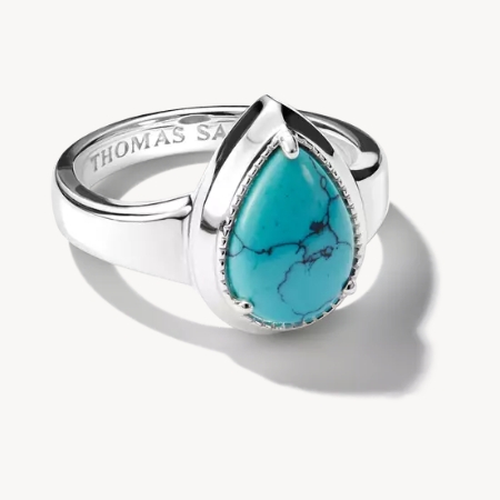 Silver Thomas Sabo Ring with Turquoise Teardrop Stone Elyndra