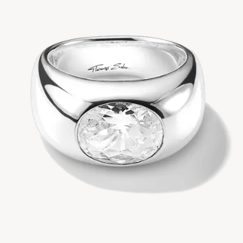 Bold Elegance Silver Thomas Sabo Ring with White Zirconia Stones