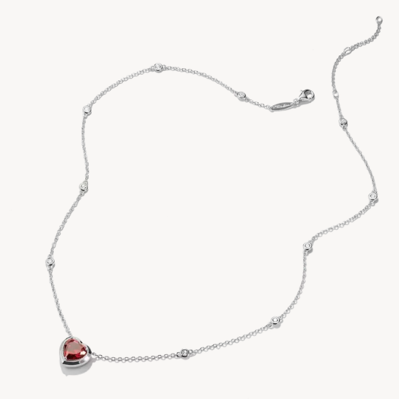 Silver Thomas Sabo Necklace with Red Heart Pendant Elyndra