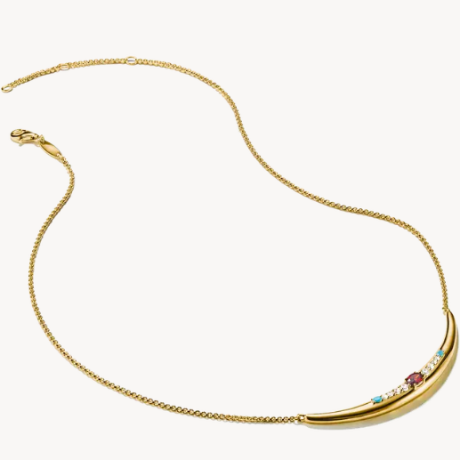 Thomas Sabo 18ct Gold on Silver Half-Form Necklace with Red Zirconia Stone Elyndra