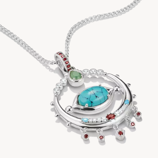 Thomas Sabo Silver Eye Amulet Pendant with Oval Imitation Turquoise Elyndra