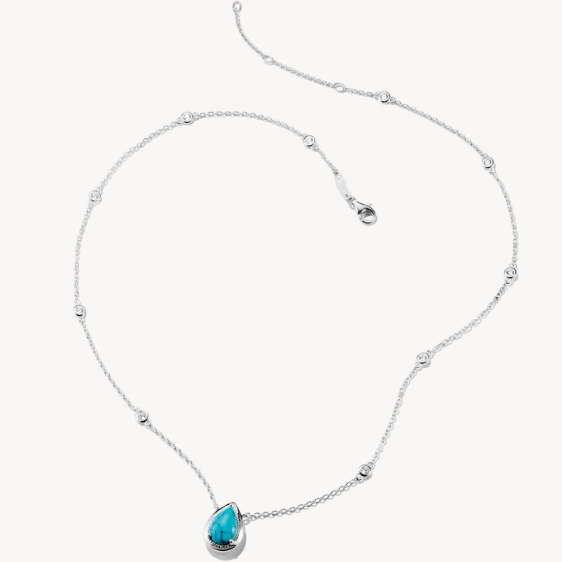Thomas Sabo Silver Necklace with Turquoise Teardrop Stone Elyndra