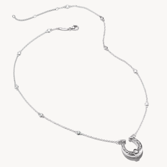 Thomas Sabo Blackened Silver Horseshoe Necklace with Zirconia Elyndra