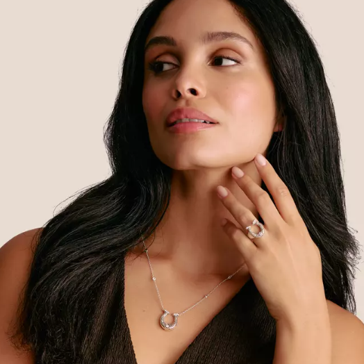 Thomas Sabo Blackened Silver Horseshoe Necklace with Zirconia Elyndra