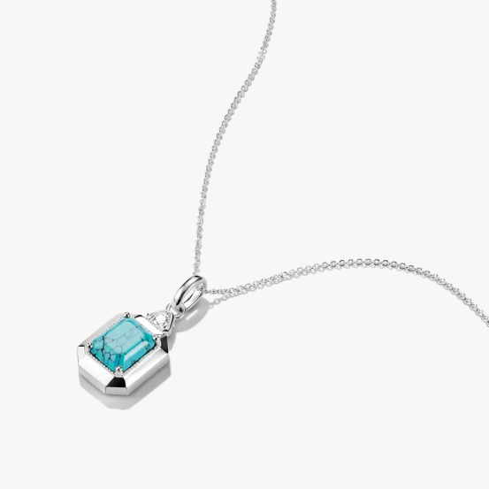 Thomas Sabo Silver Necklace with Turquoise Octagon Pendant Elyndra