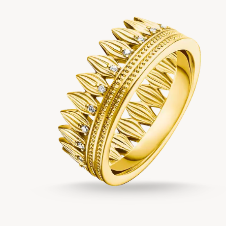 Thomas Sabo 18ct Gold on Silver Ring with Red Octagon Stone