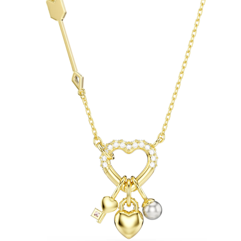 SWAROVSKI IDYLLIA HEART, KEY & PEARL GOLD PENDANT