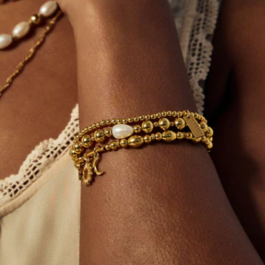 CHLOBO GOLD FEATURE PEARL BRACELET
