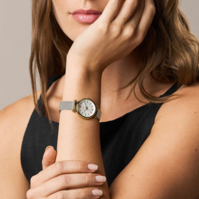 FOSSIL CARLIE LADIES TWO-TONED MESH WATCH