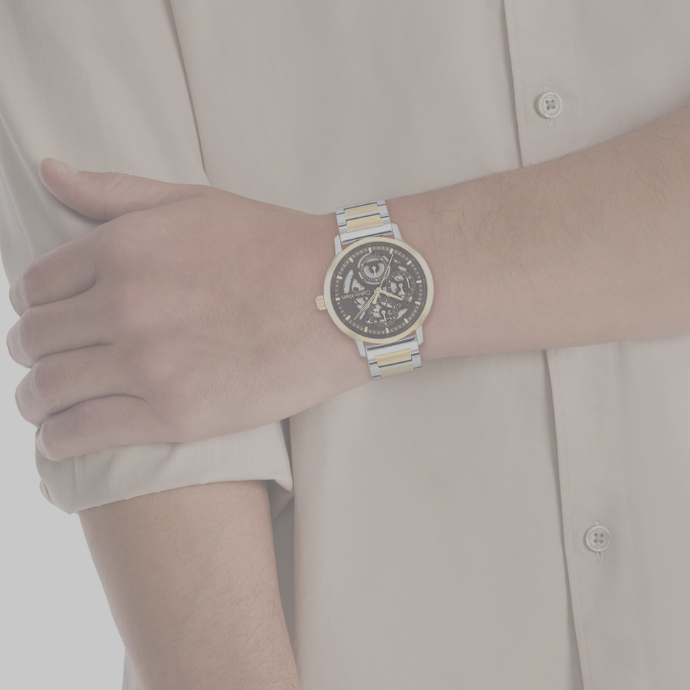 CALVIN KLEIN GAUGE BLACK CHRONO GENTS TWO-TONED WATCH