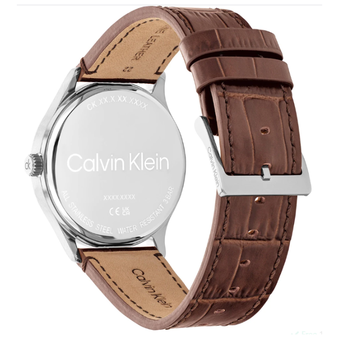 CALVIN KLEIN TAILORED BLUE DIAL GENTS BROWN LEATHER WATCH