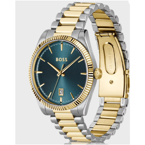 BOSS CHESWICK BLUE DIAL GENTS TWO-TONED WATCH
