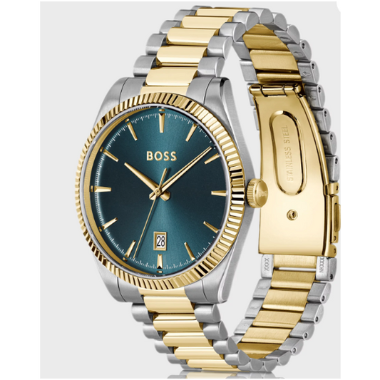 BOSS CHESWICK BLUE DIAL GENTS TWO-TONED WATCH
