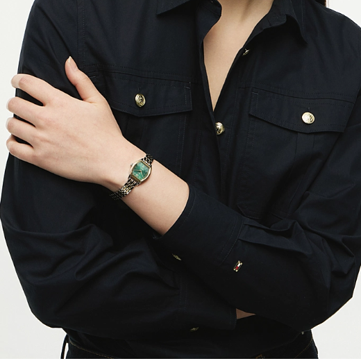 TOMMY HILFIGER GREEN DIAL LADIES TWO-TONED STAINLESS STEEL WATCH