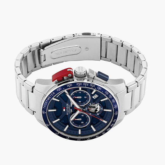 TOMMY HILFIGER BLUE CHRONO GENTS STAINLESS STEEL WATCH