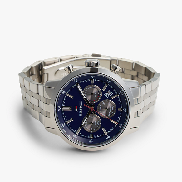 TOMMY HILFIGER BLUE CHRONO GENTS STAINLESS STEEL WATCH