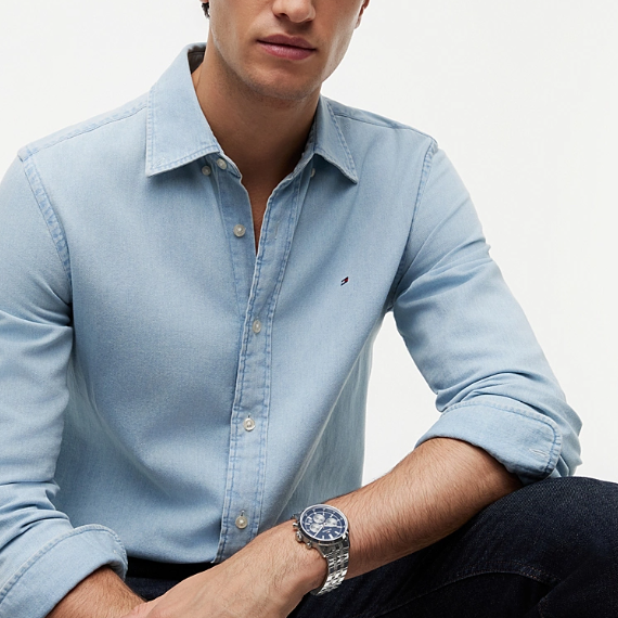 TOMMY HILFIGER BLUE CHRONO GENTS STAINLESS STEEL WATCH