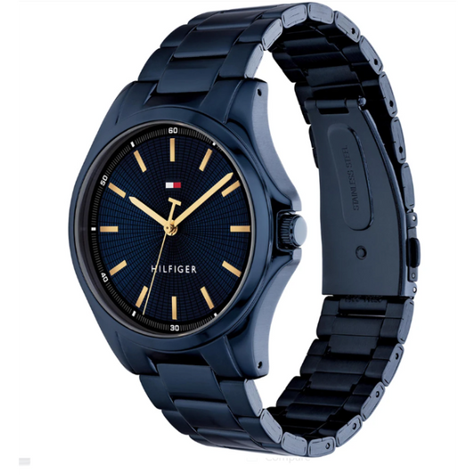 TOMMY HILFIGER BLUE DIAL GENTS NAVY STEEL WATCH