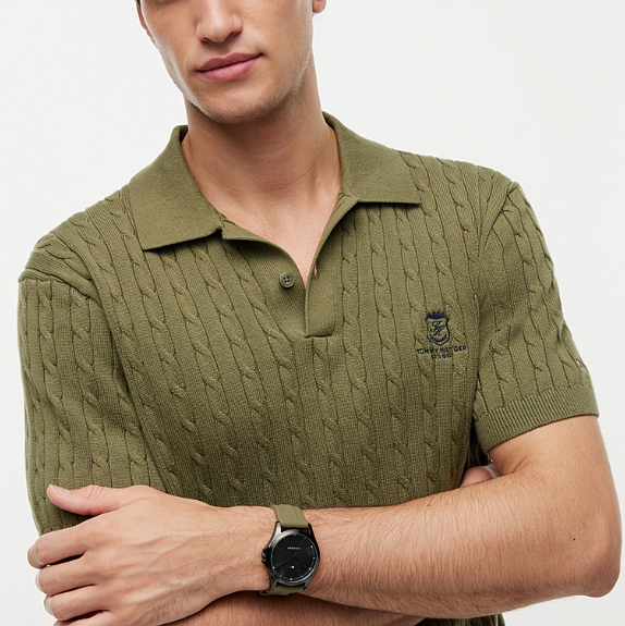TOMMY HILFIGER BLACK DIAL GREEN SILICONE WATCH